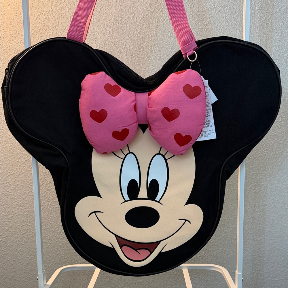 Minnie Mouse Big Face Hearts Canvas Tote
